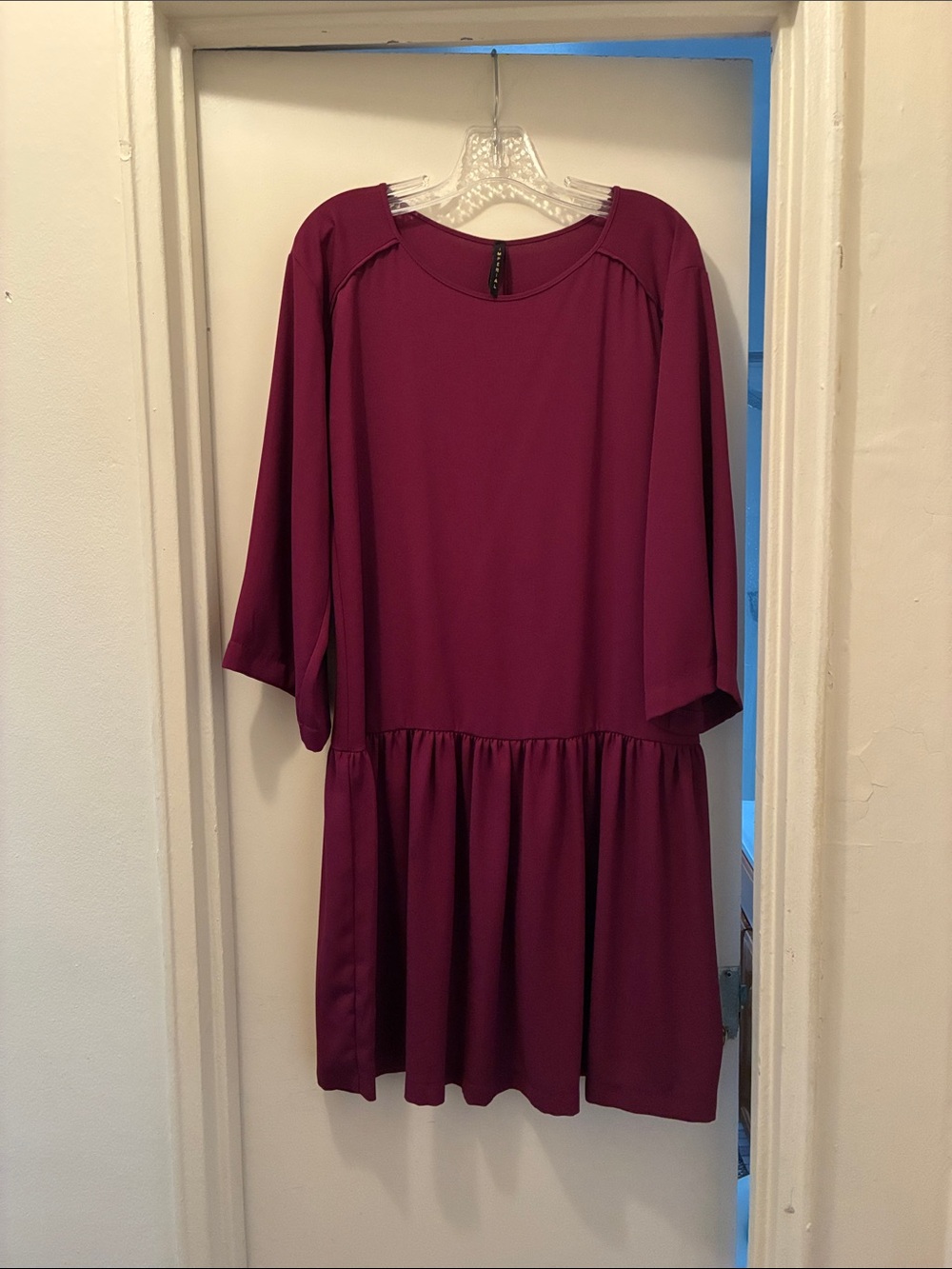 IMPERIAL Drop Waist Midi Dress in Deep Berry